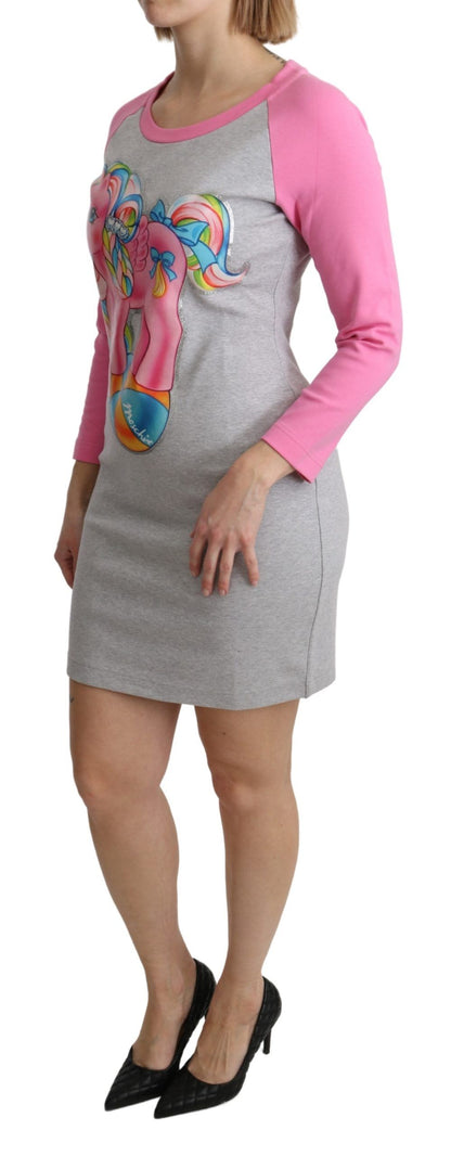  - Chic Gray Cotton Blend Moschino Sweater Dress