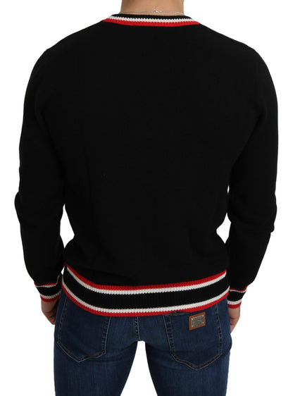  - Elegant Black Cashmere Crew Neck Sweater