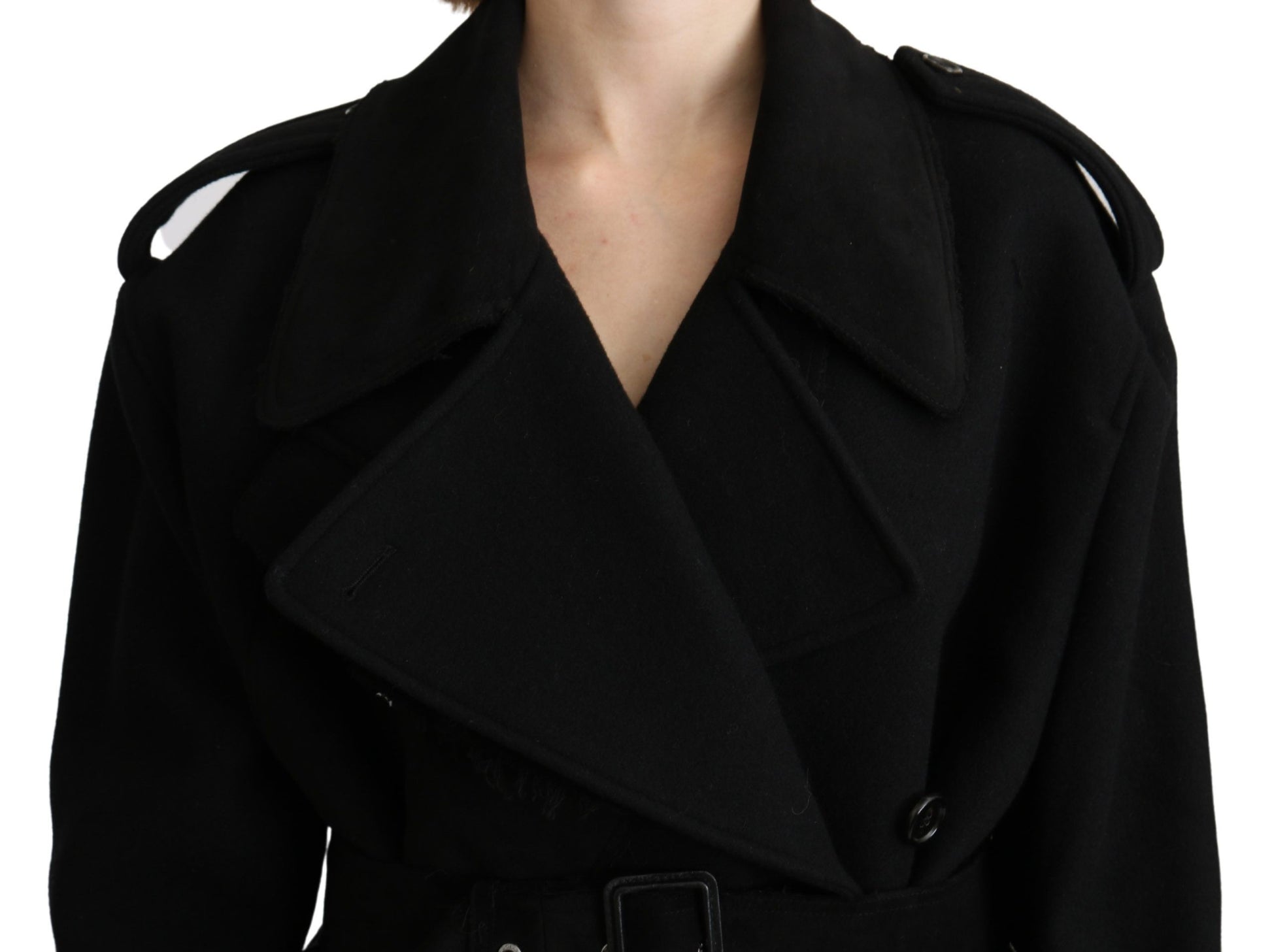 Elegant Black Wool Trenchcoat