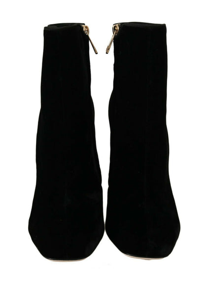  - Elegant Velvet Ankle Boots with Crystal Heels