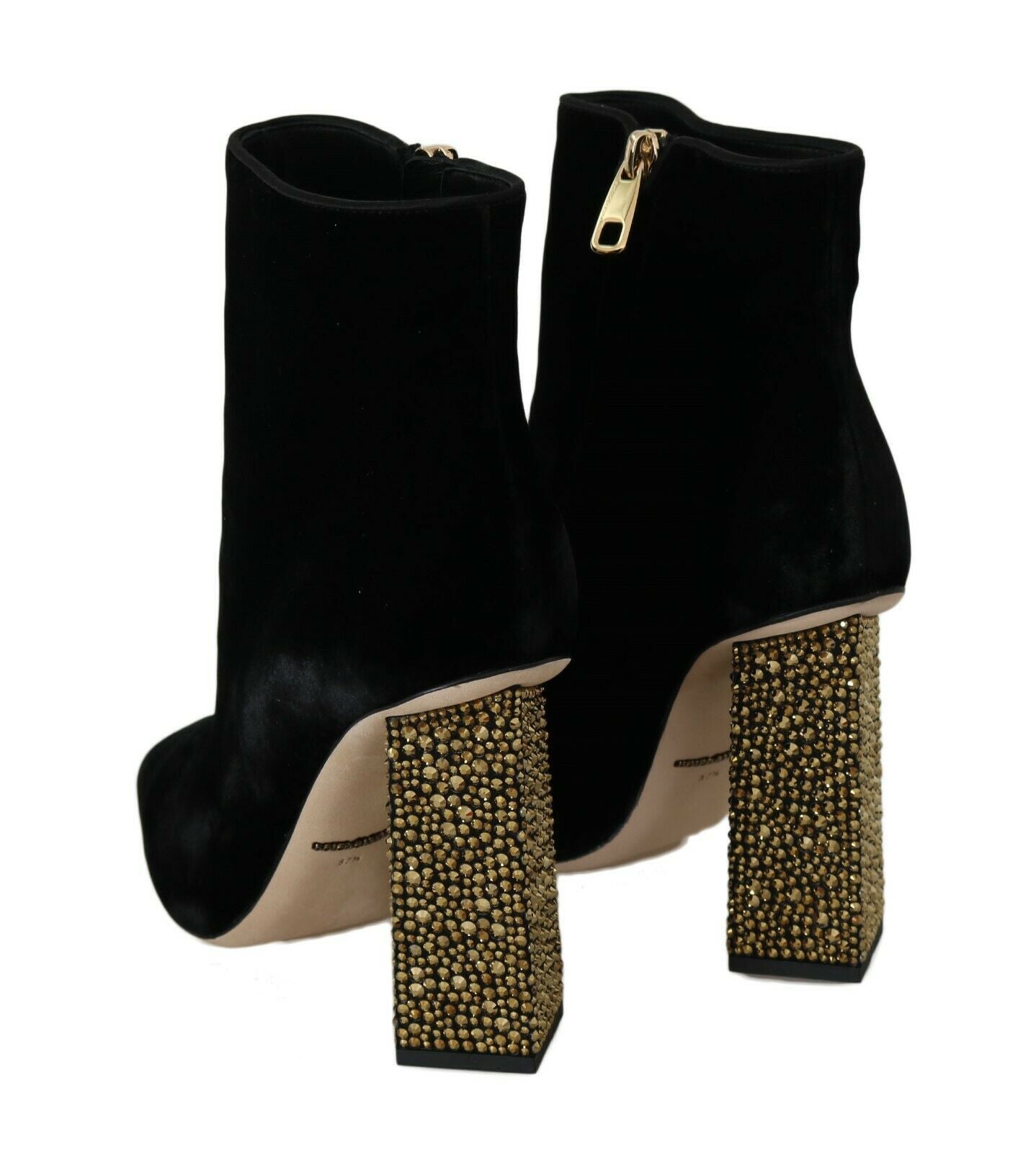  - Elegant Velvet Ankle Boots with Crystal Heels