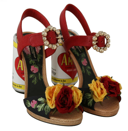  - Multicolor Floral Crystal Embellished Sandals