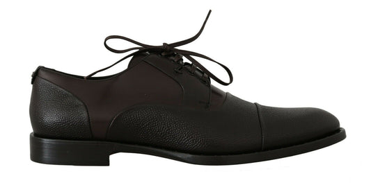  - Elegant Brown Leather Formal Lace-ups