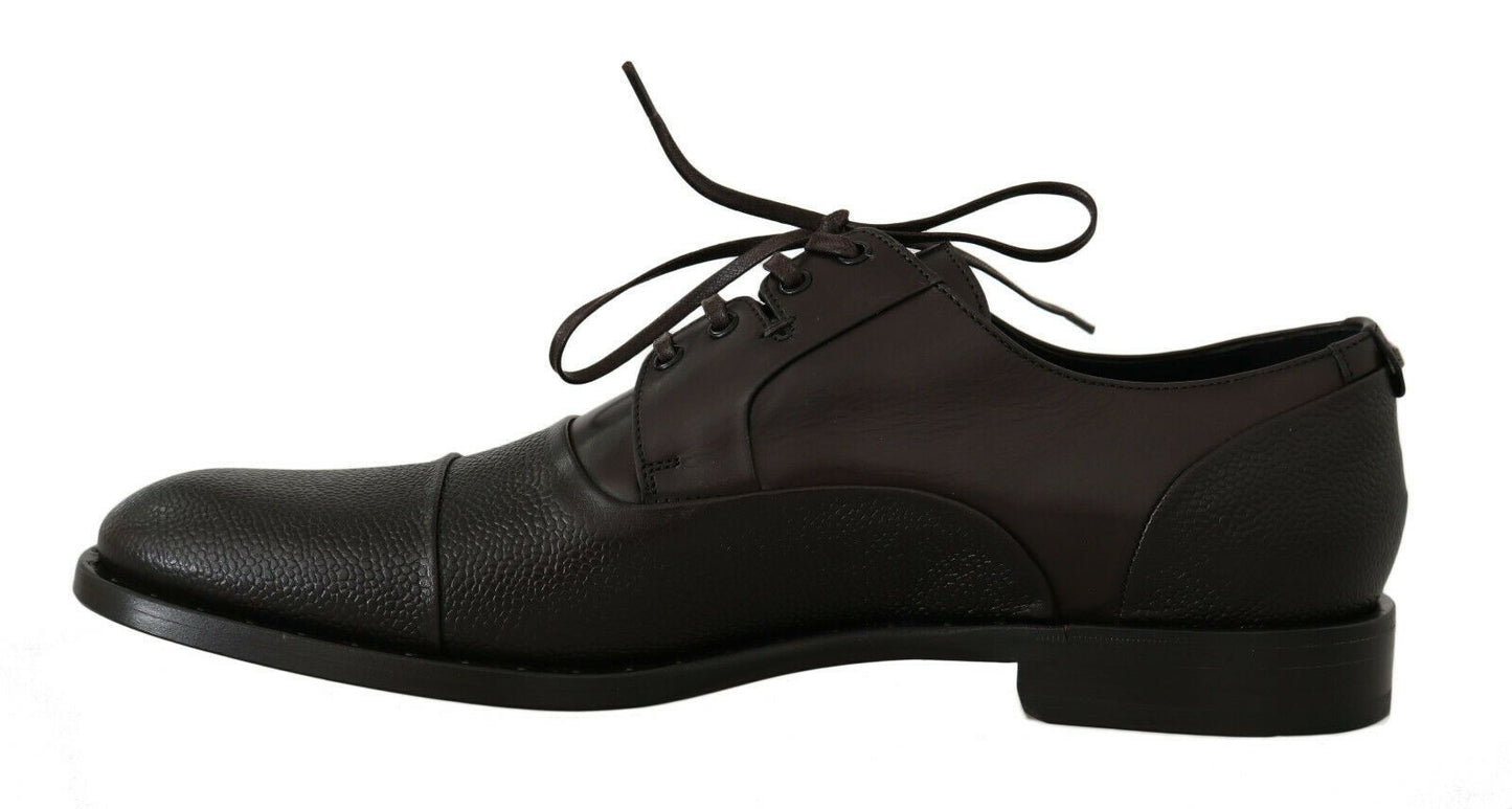  - Elegant Brown Leather Formal Lace-ups