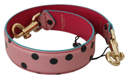 Elegant Pink Polka-Dotted Leather Shoulder Strap - The Luxe Alliance