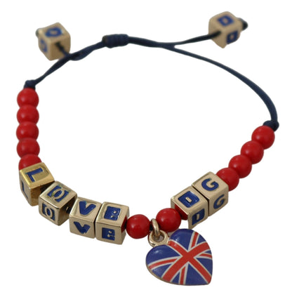  - Elegant Blue Red Glass Cotton Blend Bracelet