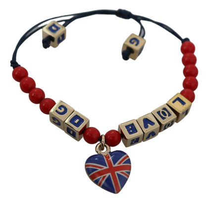  - Elegant Blue Red Glass Cotton Blend Bracelet