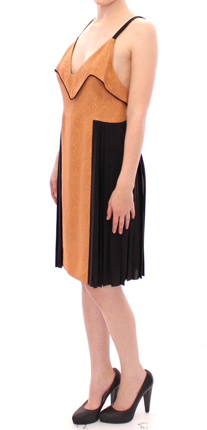  - Silk Bronze & Black Sleeveless Sheath Dress