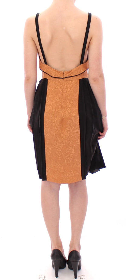  - Silk Bronze & Black Sleeveless Sheath Dress