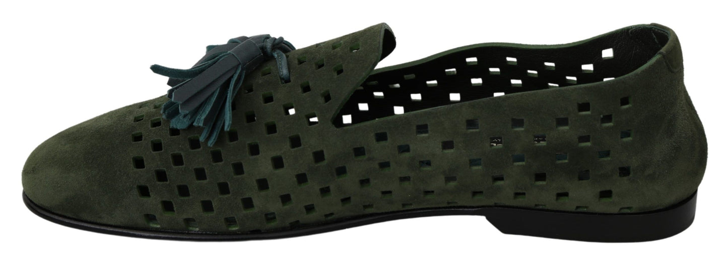  - Elegant Green Suede Loafers for Men