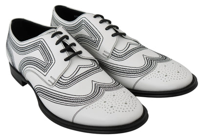  - Elegant White Leather Derby Shoes