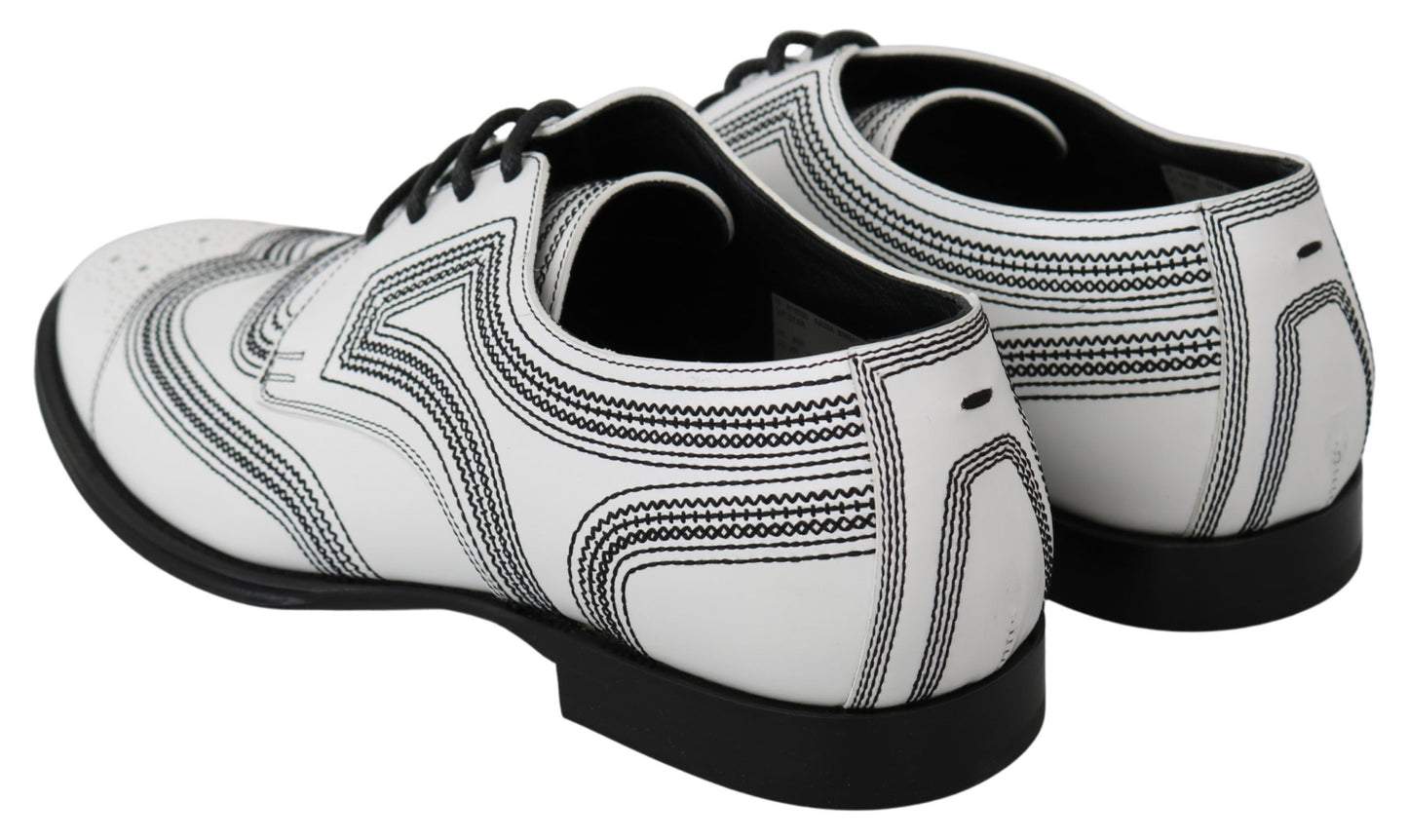  - Elegant White Leather Derby Shoes