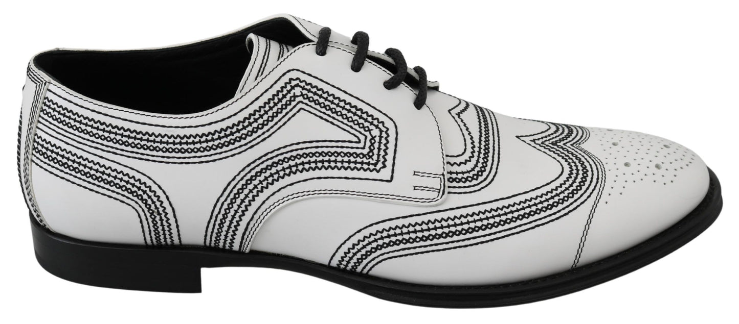  - Elegant White Leather Derby Shoes