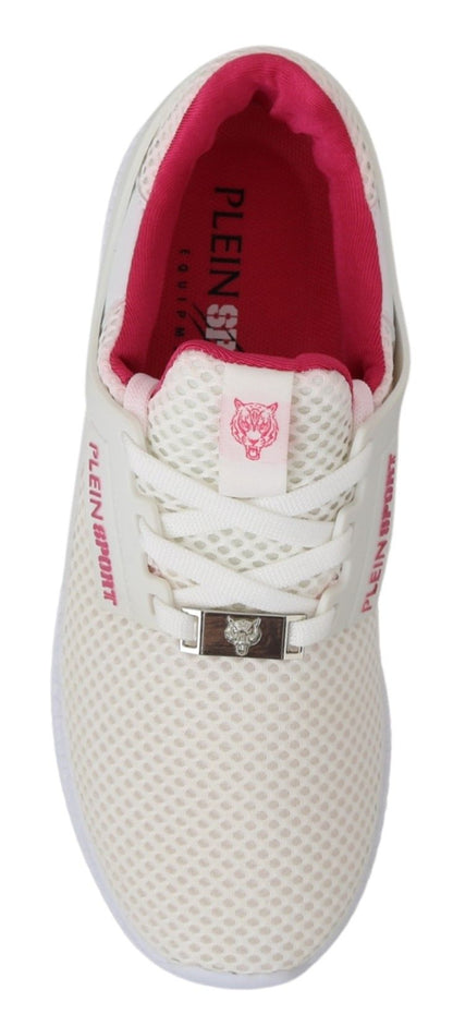  - Chic White Becky Sneakers with Pink Accents