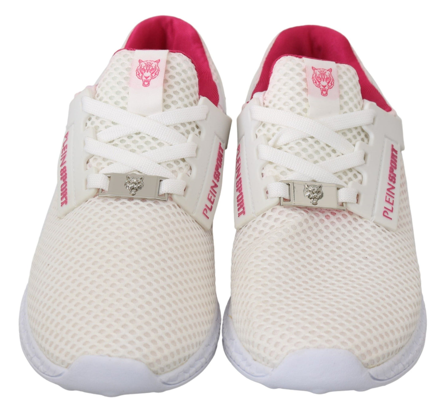  - Chic White Becky Sneakers with Pink Accents