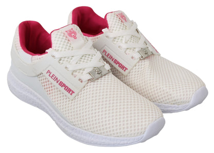  - Chic White Becky Sneakers with Pink Accents