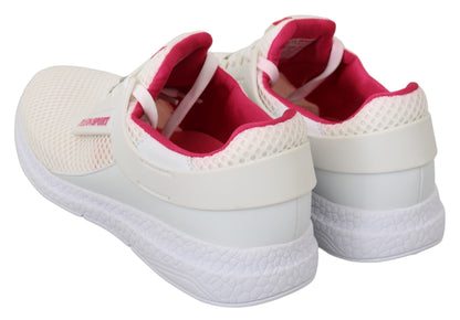  - Chic White Becky Sneakers with Pink Accents