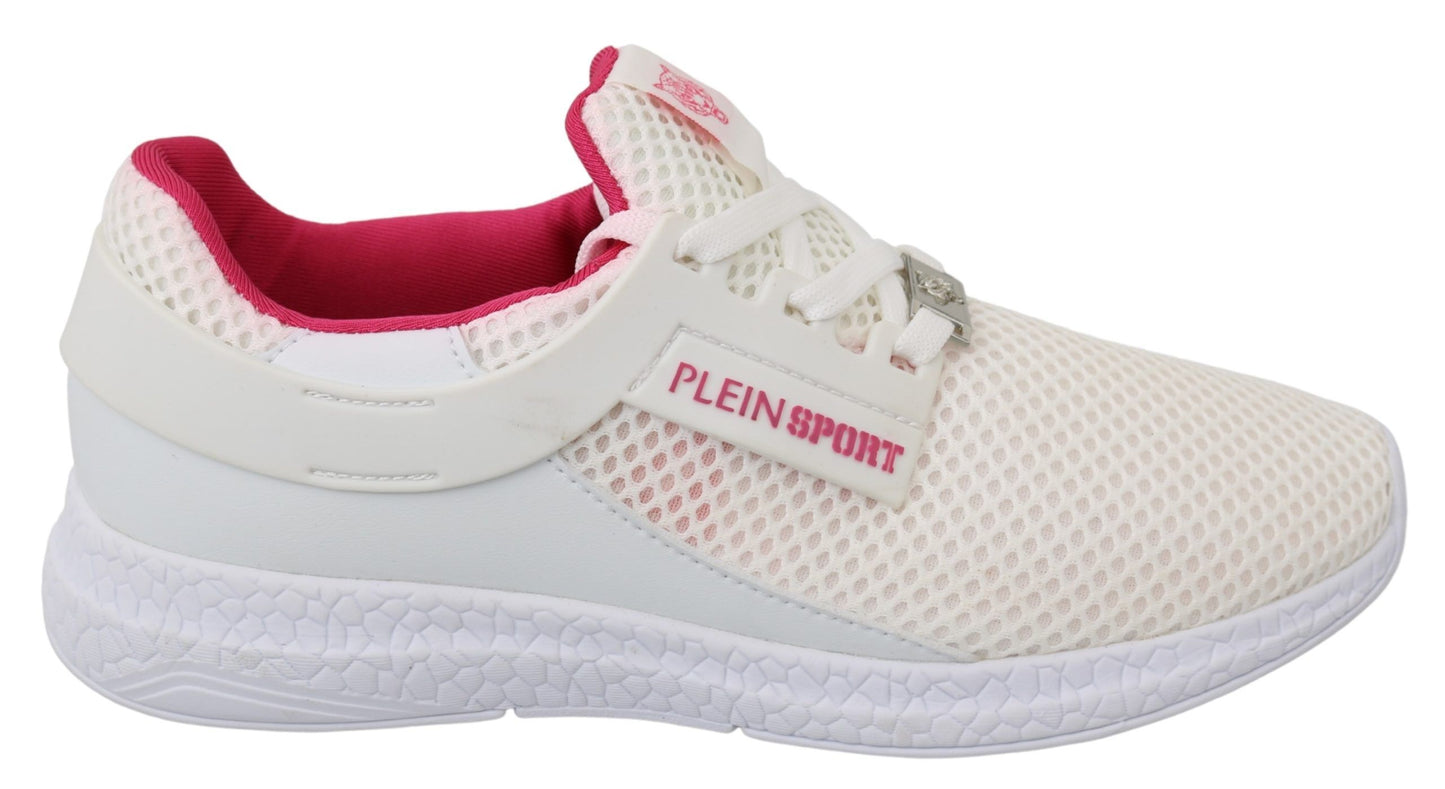  - Chic White Becky Sneakers with Pink Accents