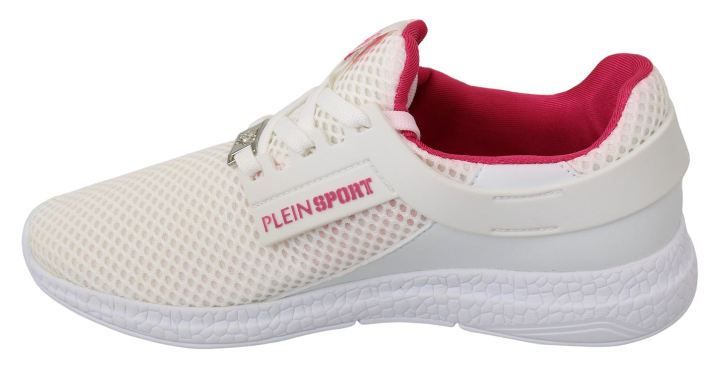  - Chic White Becky Sneakers with Pink Accents