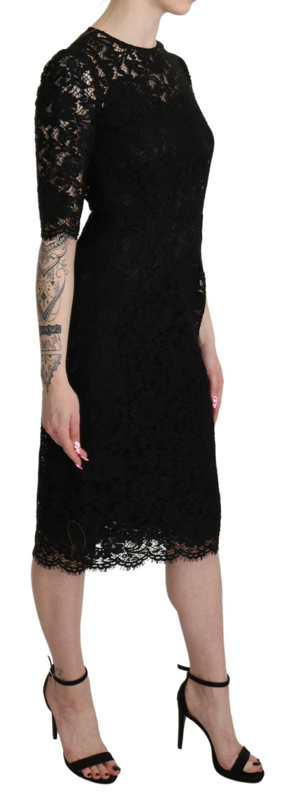  - Elegant Black Lace Sheath Knee-Length Dress