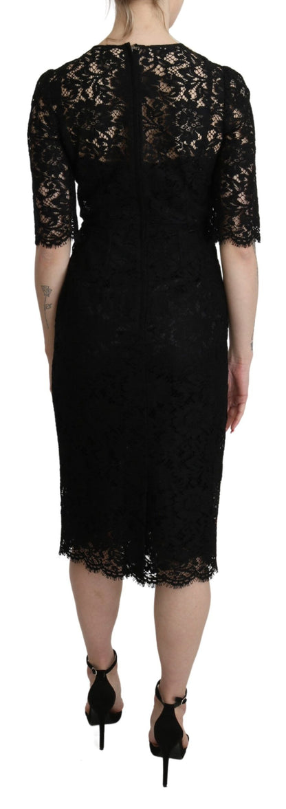  - Elegant Black Lace Sheath Knee-Length Dress