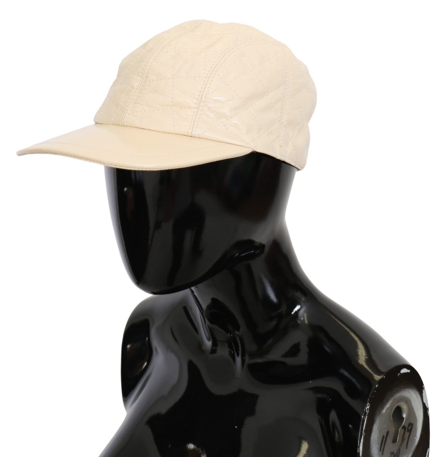 Elegant White Lambskin Leather Baseball Cap - The Luxe Alliance