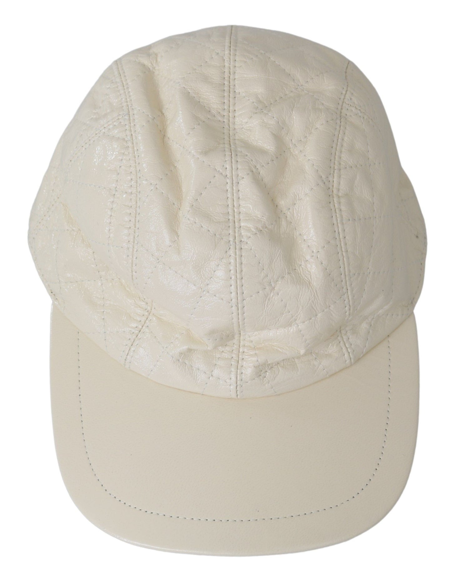 Elegant White Lambskin Leather Baseball Cap - The Luxe Alliance