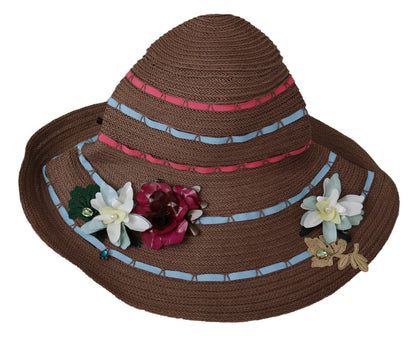 Elegant Floppy Straw Hat with Floral Accents - The Luxe Alliance