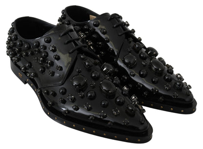  - Elegant Black Dress Shoes with Crystals