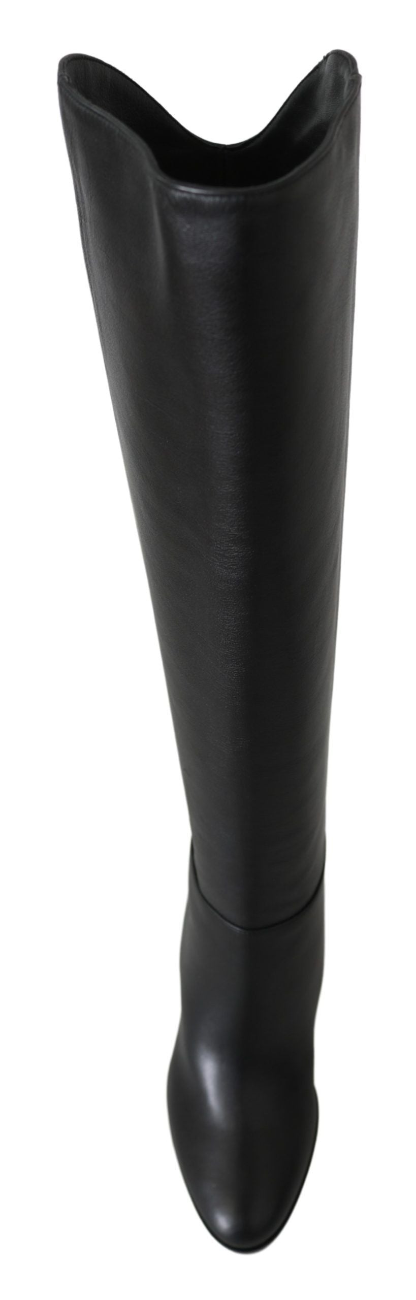  - Elegant Black Calf Leather Heeled Boots