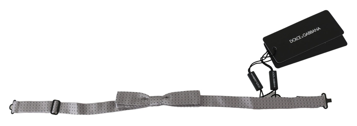 Elegant Silk Gray Polka Dot Bow Tie - The Luxe Alliance