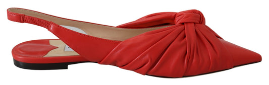  - Chic Red Pointed Toe Leather Flats