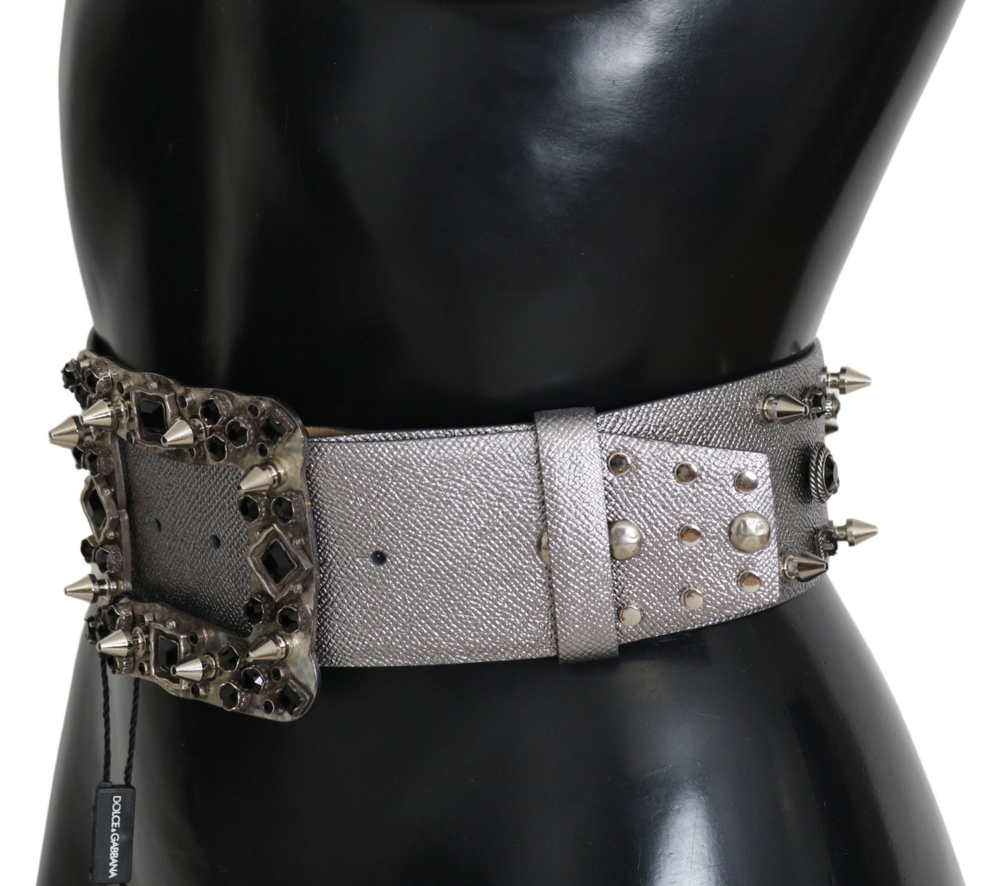 Stunning Silver Leather Crystal-Studded Belt - The Luxe Alliance