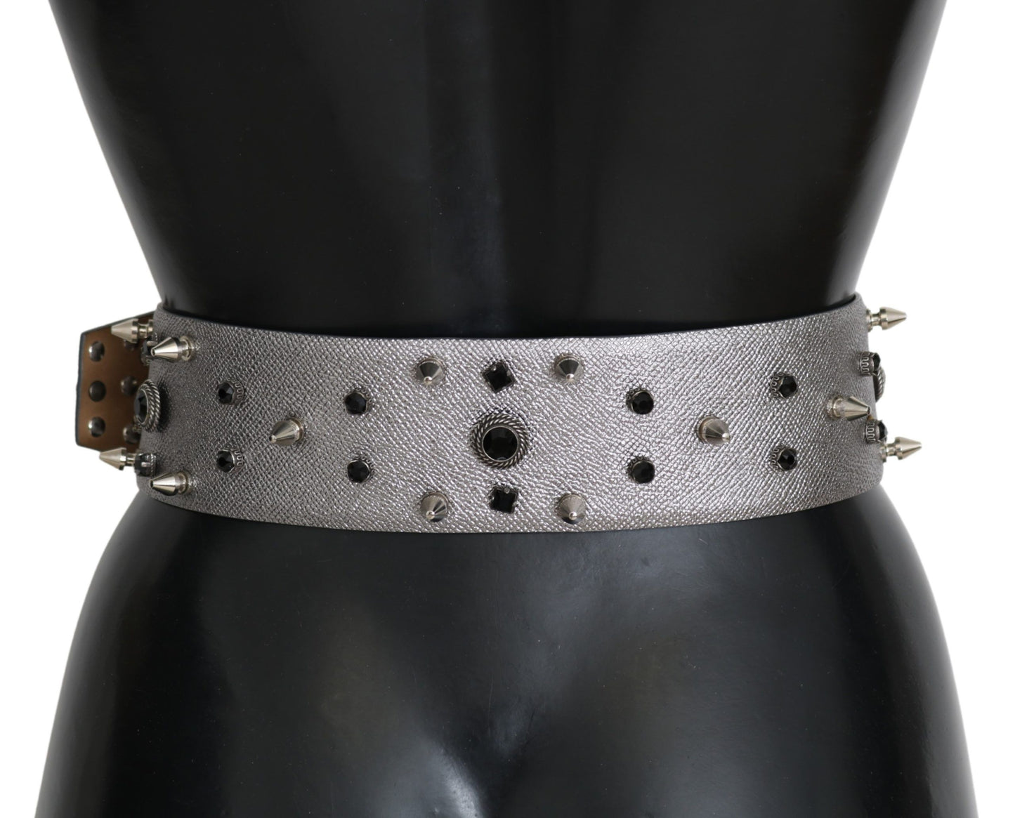 Stunning Silver Leather Crystal-Studded Belt - The Luxe Alliance