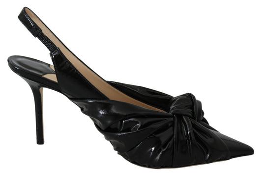  - Elegant Black Leather Pointed Toe Pumps