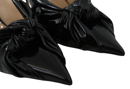  - Elegant Black Leather Pointed Toe Pumps