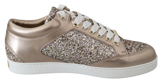  - Ballet Pink Glitter Leather Sneakers