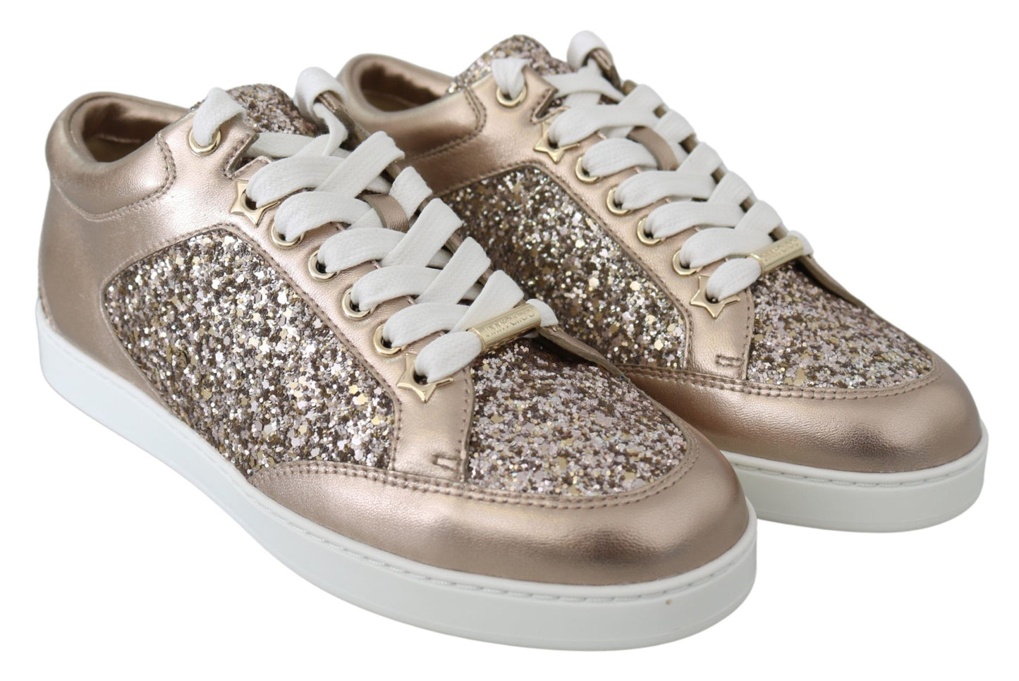  - Ballet Pink Glitter Leather Sneakers