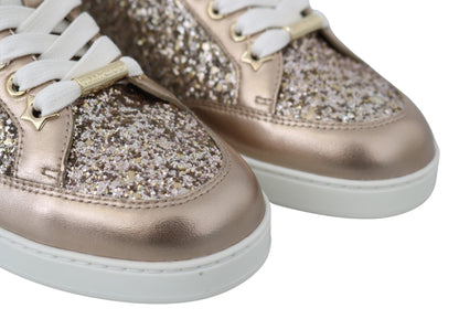  - Ballet Pink Glitter Leather Sneakers