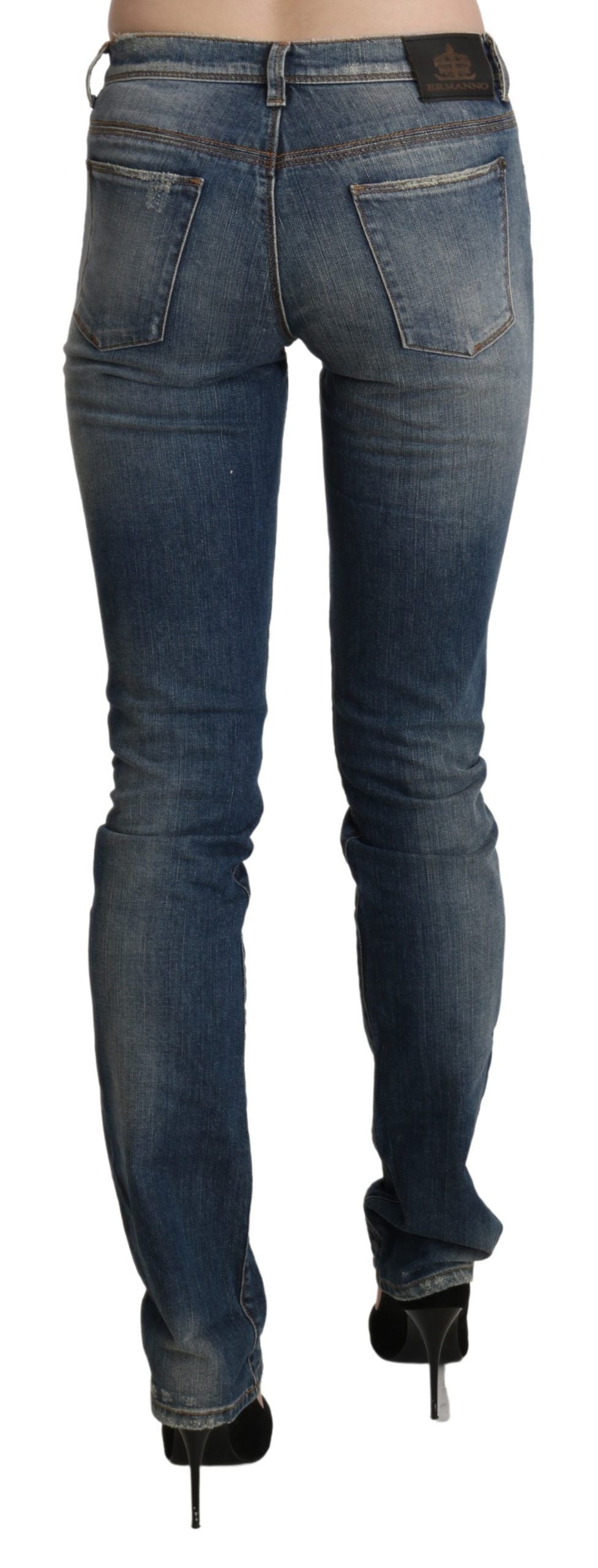  - Chic Mid Waist Skinny Denim in Blue Washed