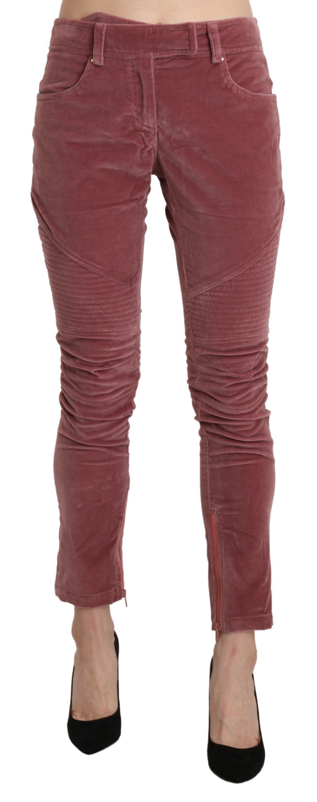  - Chic Red Mid Waist Skinny Trousers