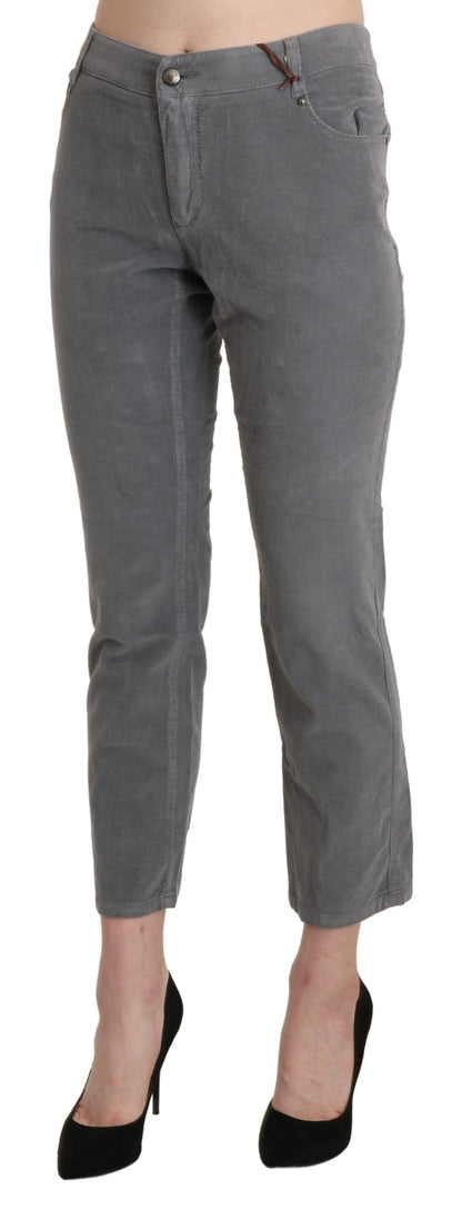  - Chic Gray Mid Waist Cropped Trousers