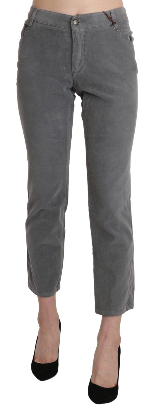  - Chic Gray Mid Waist Cropped Trousers