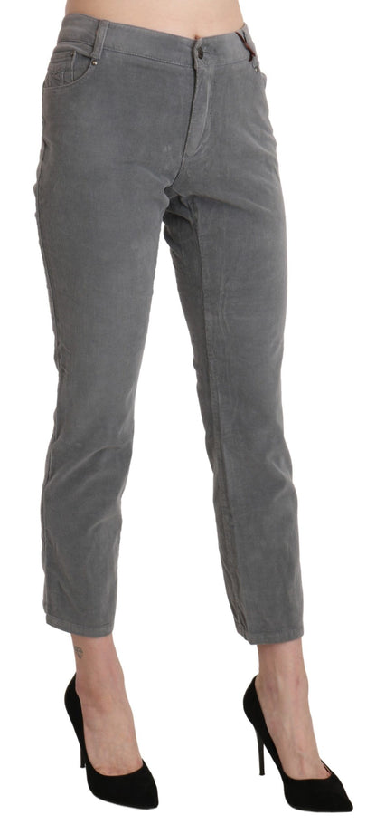  - Chic Gray Mid Waist Cropped Trousers