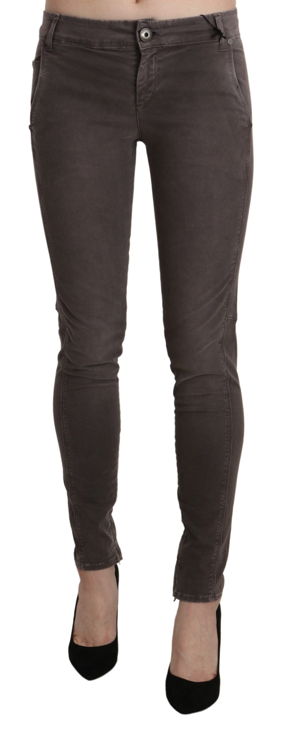 Chic Brown Low Waist Skinny Trousers