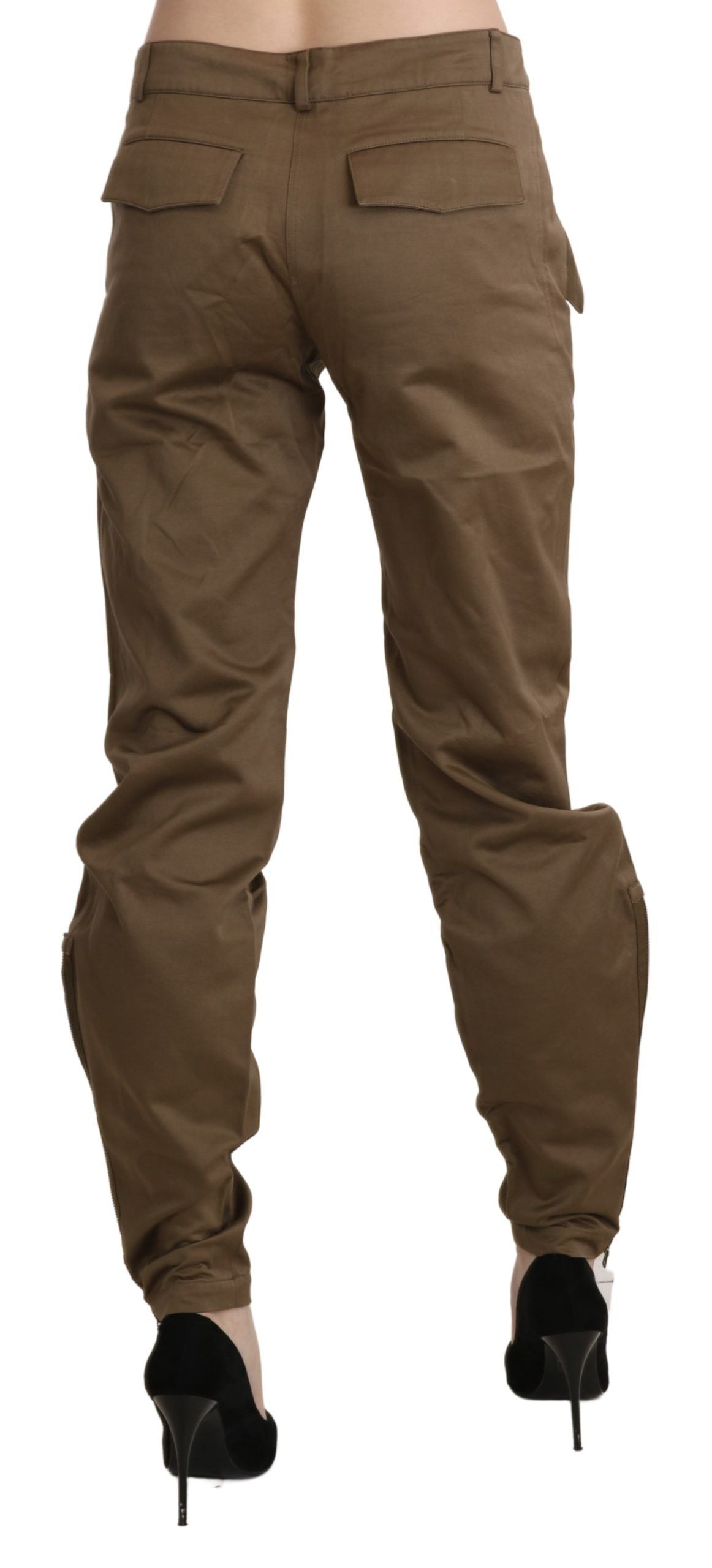  - Chic Brown Mid Waist Straight Trousers