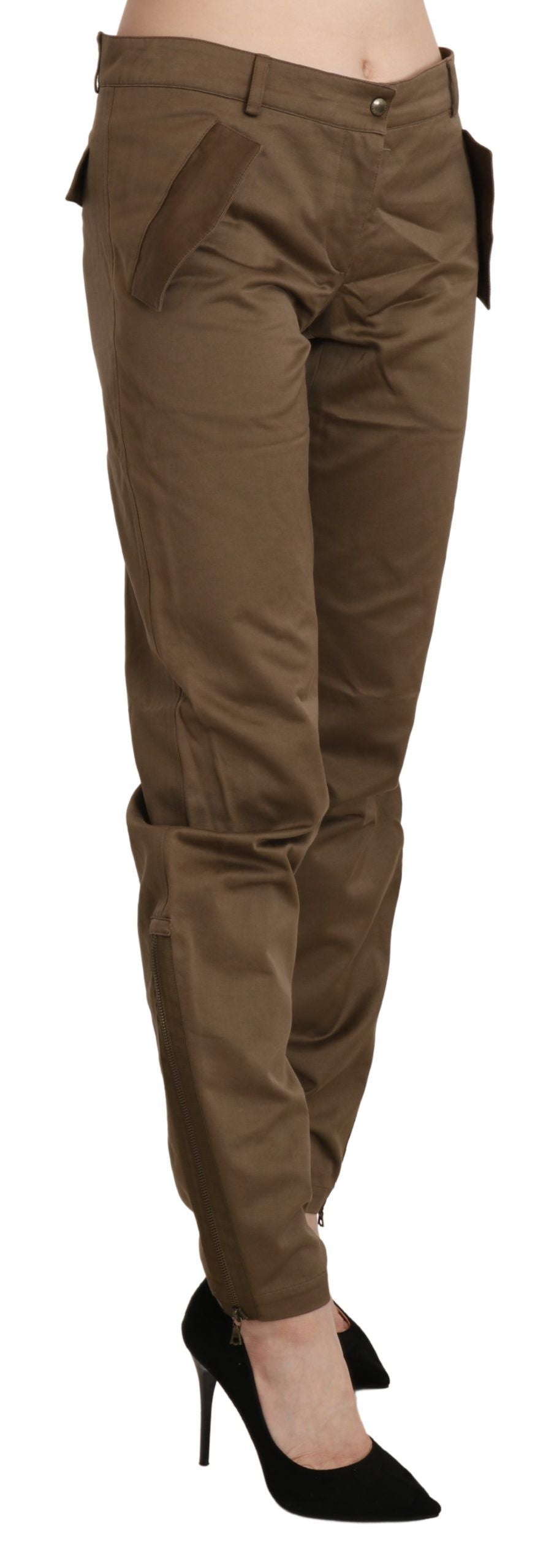  - Chic Brown Mid Waist Straight Trousers