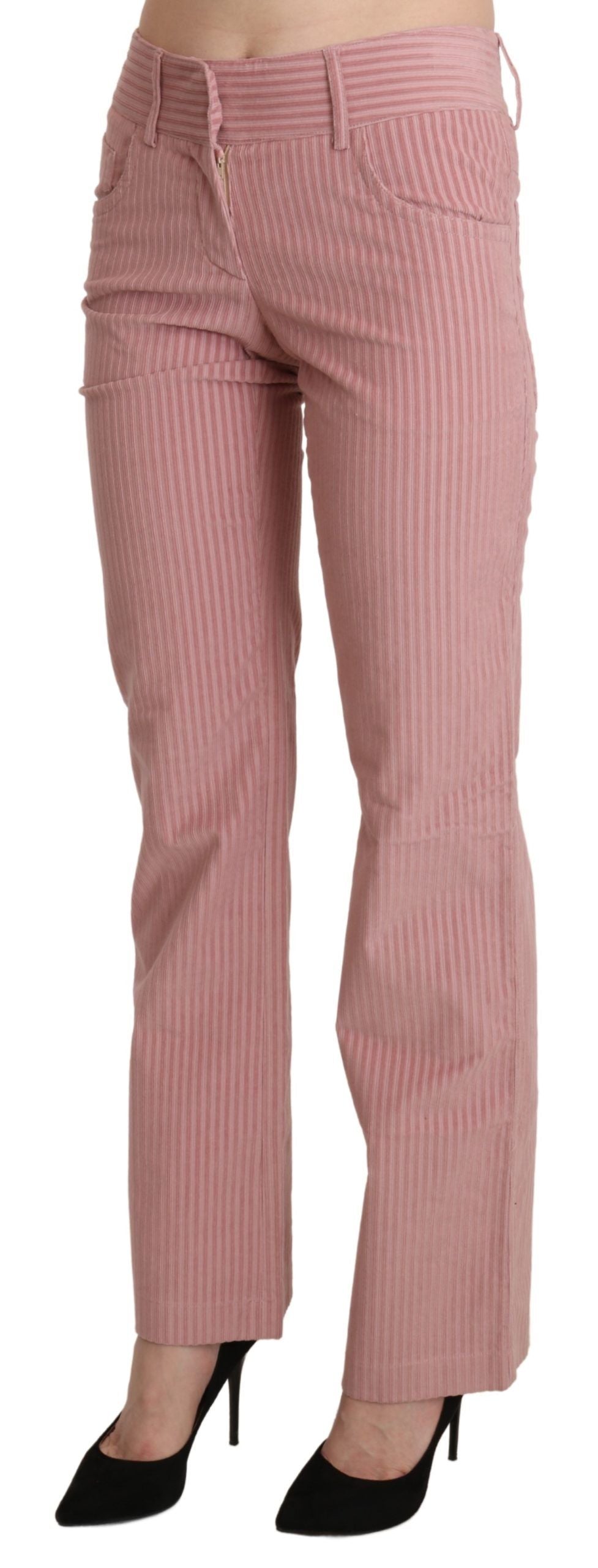  - Chic Pink Mid Waist Straight Trousers