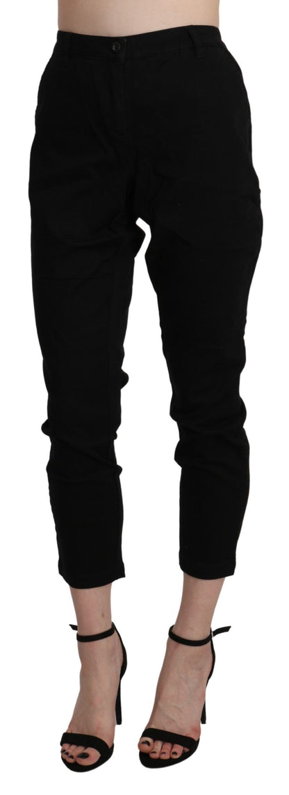  - Chic High Waist Cropped Black Jeans