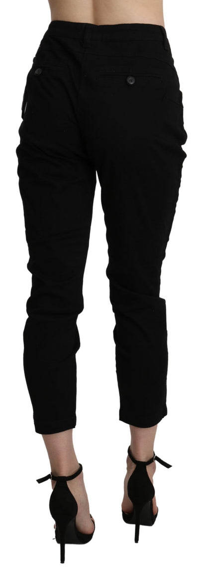  - Chic High Waist Cropped Black Jeans